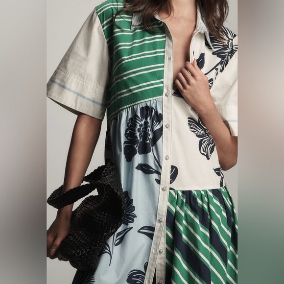 Anthropologie x Maeve Mixed-Print Buttondown Dress Size Small NWT - Picture 3 of 14